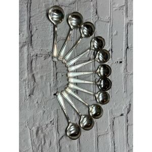 Set of 11 antique Silver Plate Soup Spoons NSC EPNS